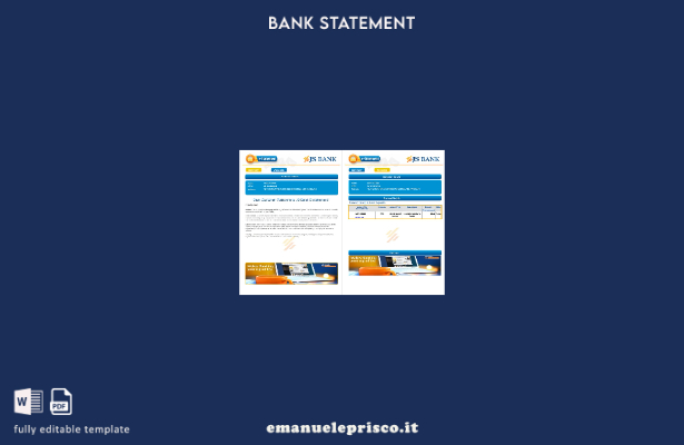 modello di pagine di parole di dichiarazione e banca Pakistan JS in stile verifi